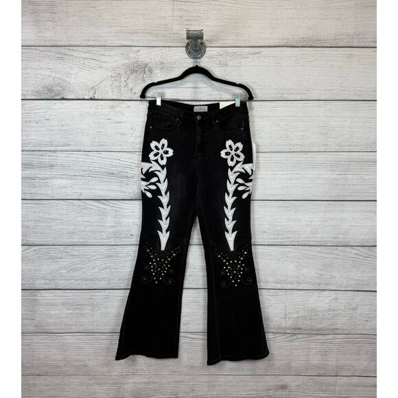 Austin Landing Women's Mid Rise Studded Western Boho Flare Jeans Size 29 - Picture 1 of 8
